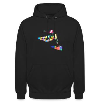 Draufgängerischer Parkour Traceur - Unisex Hoodie - Schwarz - Vorne - Alina (178cm) & Michal (187cm)