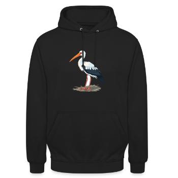 Storch buntes Aquarell Cartoon Kawaii Tier - Unisex Hoodie - Schwarz - Vorne - Alina (178cm) & Michal (187cm)