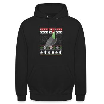 Ugly Christmas Taube - Unisex Hoodie - Schwarz - Vorne - Alina (178cm) & Michal (187cm)