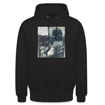 Make racists afraid again Fuck Nazis Rassismus FCK - Unisex Hoodie - Schwarz - Vorne - Alina (178cm) & Michal (187cm)