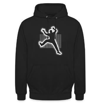 Handballspieler Handballer Herren Handball Torwart - Unisex Hoodie - Schwarz - Vorne - Alina (178cm) & Michal (187cm)
