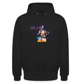 Flinker Schornsteinfeger Glücksbringer - Unisex Hoodie - Schwarz - Vorne - Alina (178cm) & Michal (187cm)