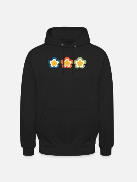 70er Jahre Blume Muster - Unisex Hoodie - Schwarz