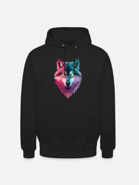 Loup - Sweat-shirt à capuche unisexe - noir