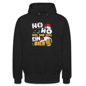Hol Mir Mal Ein Bier Lustiges Weihnachts - Unisex Hoodie - Schwarz - Vorne - Alina (178cm) & Michal (187cm)