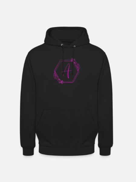 A Monogramm Hexagon Blüten - Unisex Hoodie - Schwarz