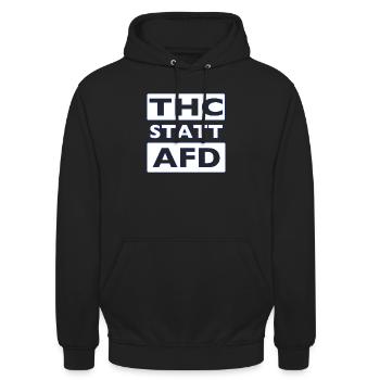 THC STATT AFD - Unisex Hoodie - Schwarz - Vorne - Alina (178cm) & Michal (187cm)