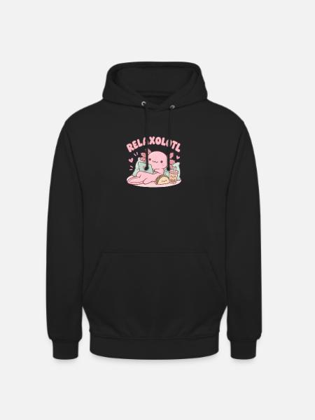 Relaxaxolotl am Laptop - Unisex Hoodie - Schwarz