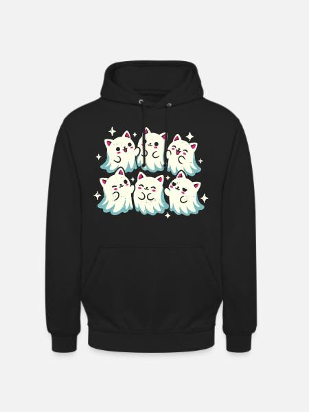 Kawaii Geisterkatzen - Unisex Hoodie - Schwarz