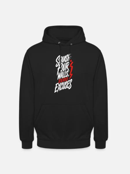 Squash – Four Walls Zero Excuses - Unisex Hoodie - Schwarz