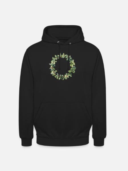 Wasserfarbener Stechpalmenkranz - Unisex Hoodie - Schwarz