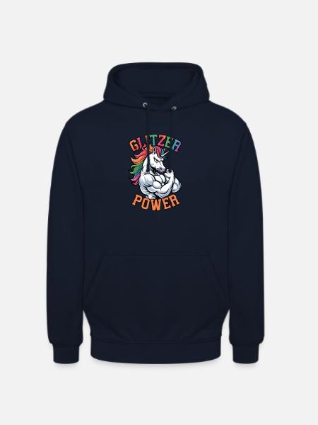 Glitzer Power Einhorn - Unisex Hoodie - Navy
