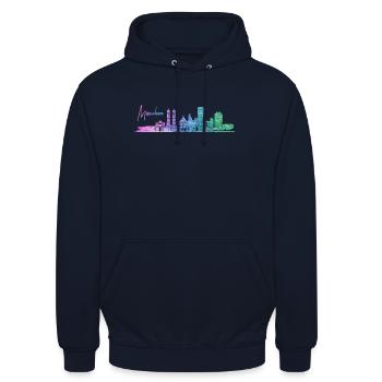 München skyline - Unisex Hoodie - Navy - Vorne - Alina (178cm) & Michal (187cm)