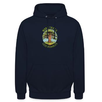 More Trees Less Assholes - Unisex Hoodie - Navy - Vorne - Alina (178cm) & Michal (187cm)