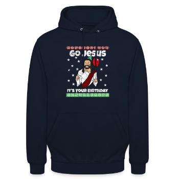 Go Jesus Birthday Team Jesus Weihnachten Lustig - Unisex Hoodie - Navy - Vorne - Alina (178cm) & Michal (187cm)