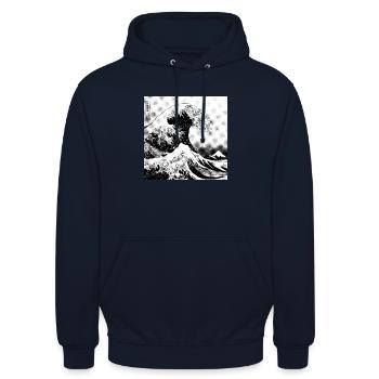 Vague japonaise Kanagawa Style bd - Sweat-shirt à capuche unisexe - marine - Devant - Alina (178cm) & Michal (187cm)