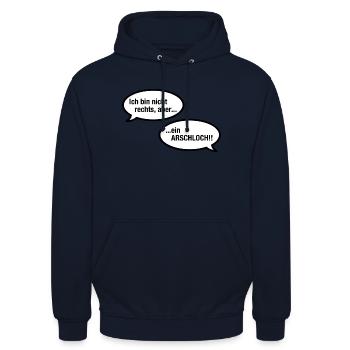 Nicht Rechts aber ein Arschloch - Unisex Hoodie - Navy - Vorne - Alina (178cm) & Michal (187cm)