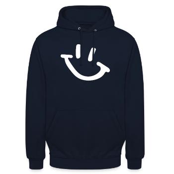 Smiley - Unisex Hoodie - Navy - Vorne - Alina (178cm) & Michal (187cm)