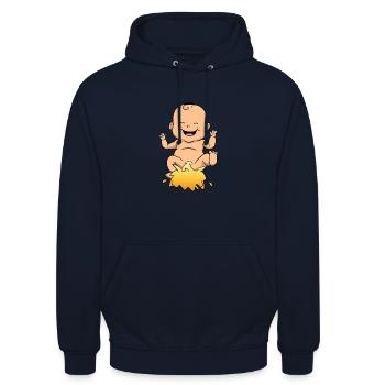 Baby Pee Pinkeln Pissen Lustig - Unisex Hoodie - Navy - Vorne - Alina (178cm) & Michal (187cm)