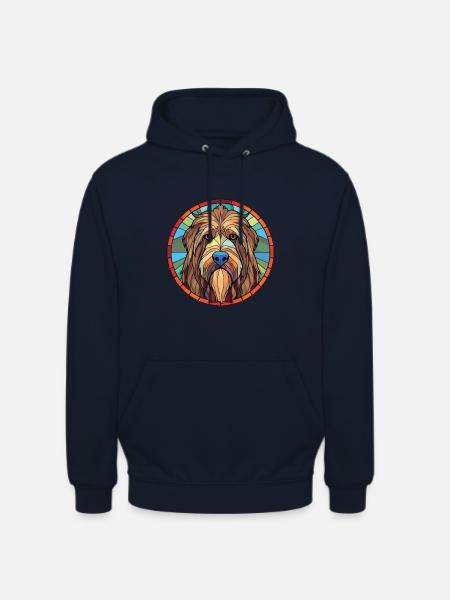 Briard-Hunderasse Bunte Aquarell-Illustration - Unisex Hoodie - Navy