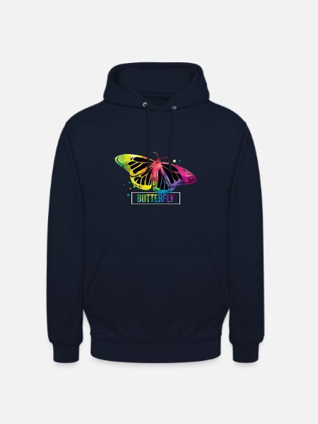 Schillernder Schmetterling Blumenwiese - Unisex Hoodie - Navy