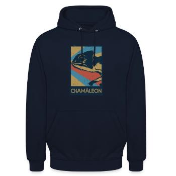 Farbwechselndes Chamäleon Madagaskar - Unisex Hoodie - Navy - Vorne - Alina (178cm) & Michal (187cm)