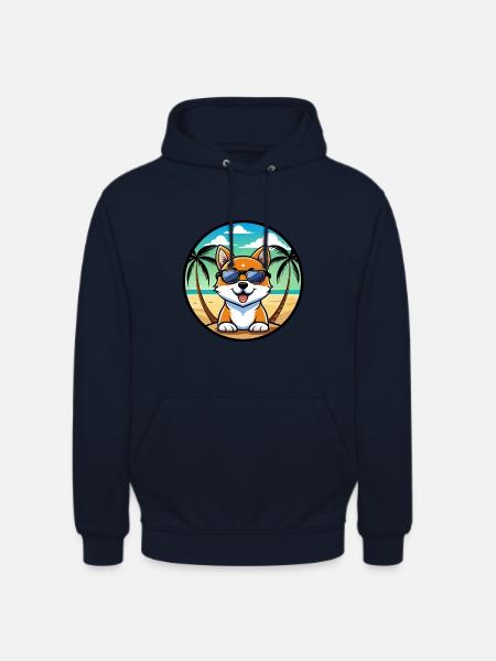 Hokkaido Hondenras Cartoon Zonnebril Strand - Uniseks hoodie - navy