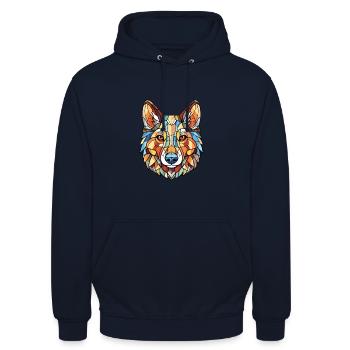 Westsibirische Laika-Hunderasse buntes Aquarell - Unisex Hoodie - Navy - Vorne - Alina (178cm) & Michal (187cm)