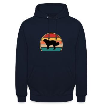 Landseer Hundeliebhaber Silhouette Vintage Sonnenuntergang - Unisex Hoodie - Navy - Vorne - Alina (178cm) & Michal (187cm)