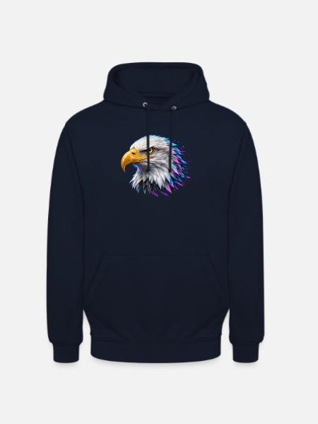 Digitaler Goldadler – Neon-Porträt - Unisex Hoodie - Navy
