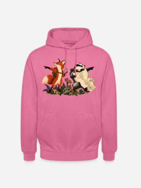 Fuchs und Dachs auf Wandertour - Unisex Hoodie - Pink