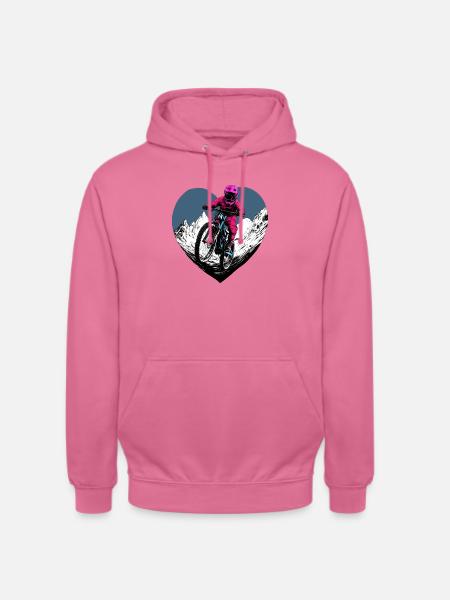 Love Bike / Mountainbiker Herz - Unisex Hoodie - Pink
