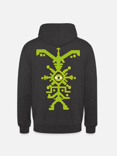 Neonauge-Glyphen-Schaltkreis-Emblem - Unisex Hoodie - Anthrazit