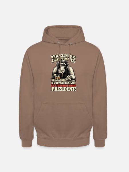 Affe gegen Präsident Satire Tee - Unisex Hoodie - Mokka