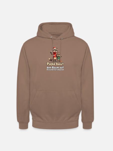 Waschbär-Papa zu Weihnachten - Unisex Hoodie - Mokka