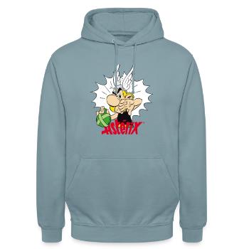 Asterix & Obelix Weg Von Meinem Zaubertrank - Unisex Hoodie - Nebelblau - Vorne - Alina (178cm) & Michal (187cm)