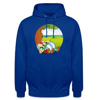 Asterix & Obelix Machen Siesta Mit Idefix - Unisex Hoodie - Royalblau - Vorne - Alina (178cm) & Michal (187cm)