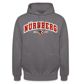 NÜRNBERG - Unisex Hoodie - Mittelgrau - Vorne - Alina (178cm) & Michal (187cm)