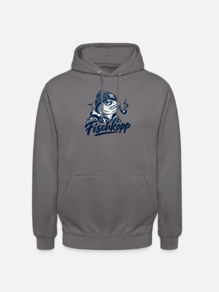 Fischkopp - Fisch - Nordsee - Ostsee - Spruch - Unisex Hoodie - Mittelgrau