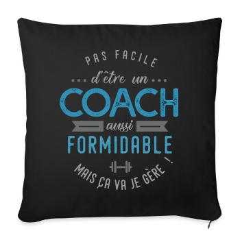 COACH entraineur sportif cadeau - Housse de coussin décorative 45 x 45 cm - noir - Devant