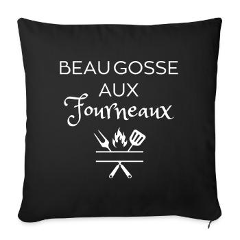 Tablier humour BEAU GOSSE AUX FOURNEAUX - Housse de coussin décorative 45 x 45 cm - noir - Devant