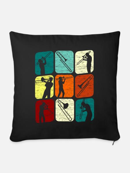 Posaunespieler Posaunist Posaune Retro - Sofakissenbezug 45 x 45 cm - Schwarz