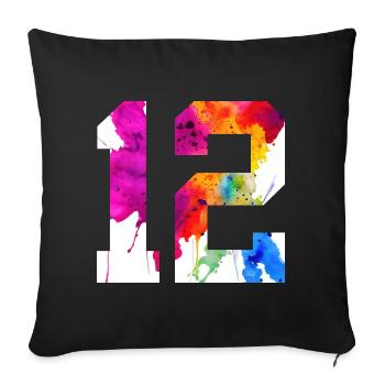 NUMMER 12 JAHRE ALT 12. GEBURTSTAG - Sofakissenbezug 45 x 45 cm - Schwarz - Vorne
