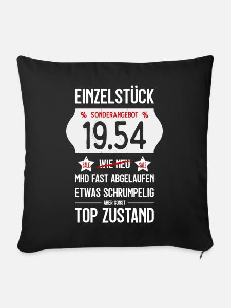 72. GEBURTSTAG 1954 EINZELSTÜCK PREISSCHILD - Sofakissenbezug 45 x 45 cm - Schwarz