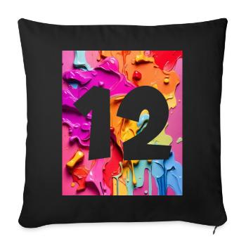 NR. 12 NUMMER 12 BUNT 12. GEBURTSTAG - Sofakissenbezug 45 x 45 cm - Schwarz - Vorne