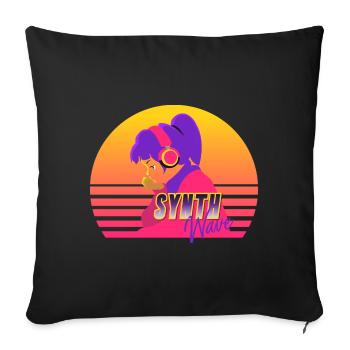 Synthwave Girl - Sofa pillowcase 17,3'' x 17,3'' (45 x 45 cm) - black - Front