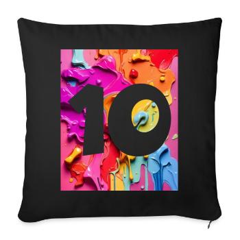 NON. 10 NUMÉRO 10 COLORÉ 10E ANNIVERSAIRE - Housse de coussin décorative 45 x 45 cm - noir - Devant
