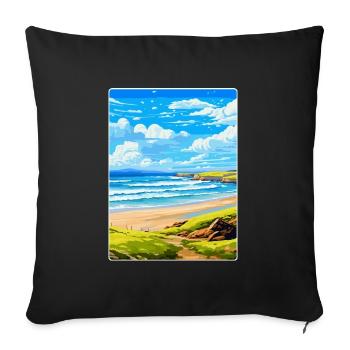 Constantine Bay Cornwall England Vereinigtes Königreich Reiseposter - Sofakissenbezug 45 x 45 cm - Schwarz - Vorne