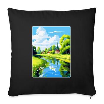Spreewald Allemagne Affiche de voyage vintage souvenir - Housse de coussin décorative 45 x 45 cm - noir - Devant
