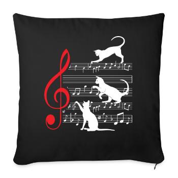 Cat Cats Sheet Music Musician - Sofa pillowcase 17,3'' x 17,3'' (45 x 45 cm) - black - Front